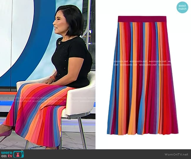 Banana Republic Rainbow Knit Midi Skirt worn by Vicky Nguyen on Today
