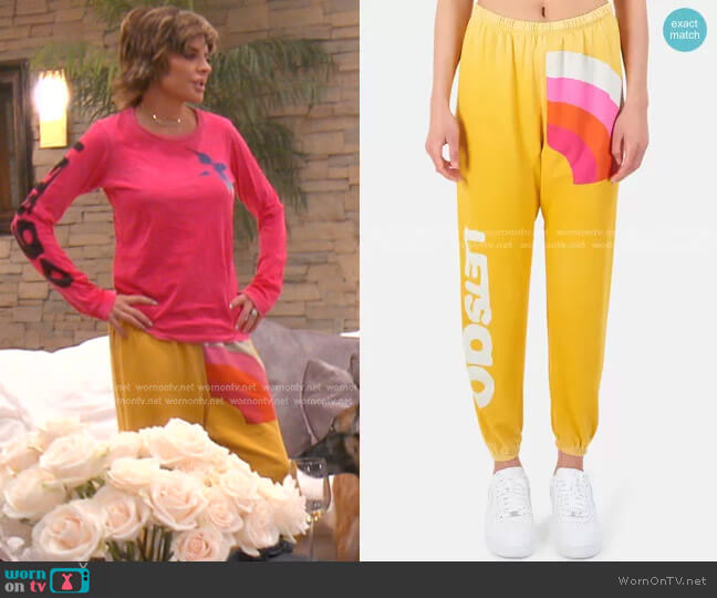 Free City Rainbow Let's Go Sweatpants worn by Lisa Rinna on The Real Housewives of Beverly Hills