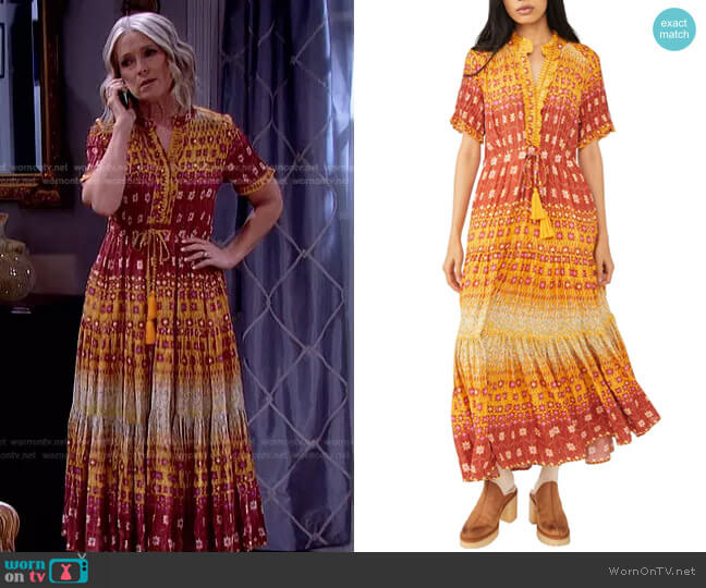 Free People Rare Feeling Pleated Maxi Dress worn by Jennifer Horton (Melissa Reeves) on Days of our Lives