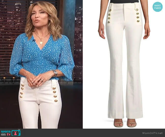 Derek Lam 10 Crosby Robertson Flare Pants worn by Kit Hoover on Access Hollywood
