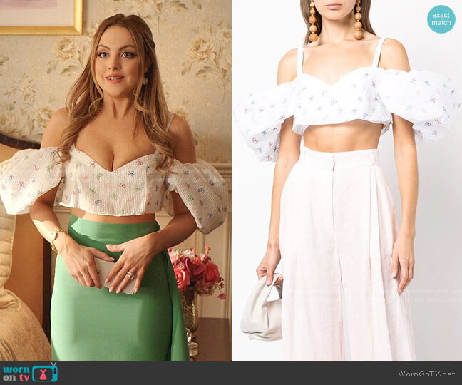 Rosie Assoulin RaRa Bandeau Top worn by Fallon Carrington (Elizabeth Gillies) on Dynasty