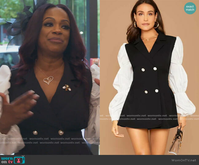 Shein Contrast Lantern Sleeve Blazer Dress worn by Kandi Burruss on The Real Housewives of Atlanta