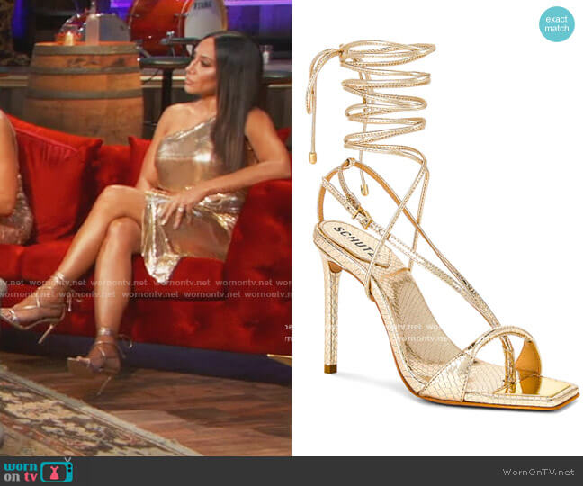 Schutz Vikki Ankle Tie High Heel Sandals worn by Melissa Gorga on The Real Housewives of New Jersey