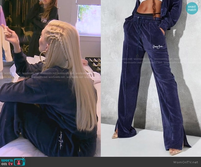 Sean John x Missguided Velour Wide Leg Pants worn by Erika Jayne on The Real Housewives of Beverly Hills