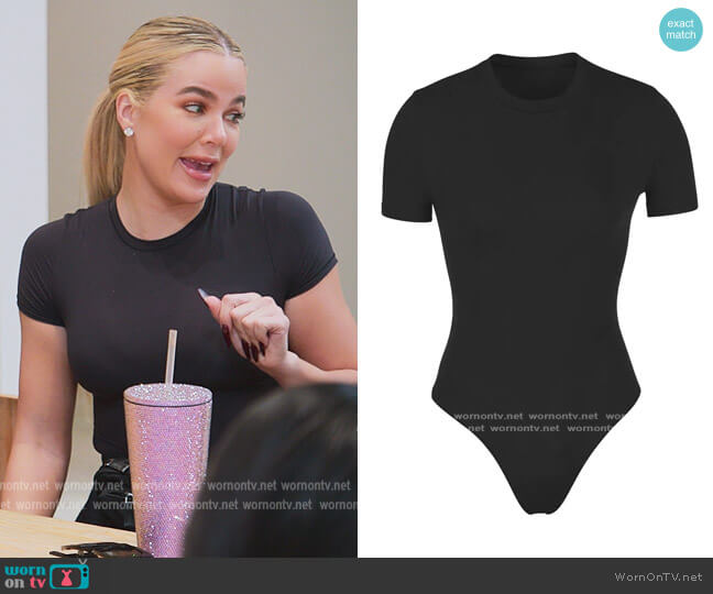 Skims Stretch Cotton Jersey T-Shirt Bodysuit worn by Khloe Kardashian (Khloe Kardashian) on The Kardashians