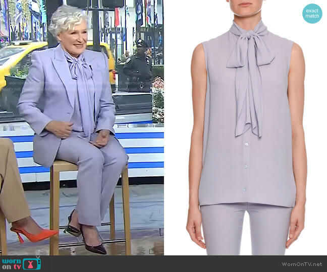 Alexander McQueen Sleeveless Bow-Neck Button-Front Blouse