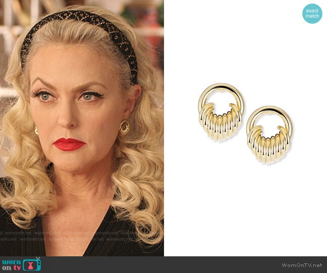 Fallon Stacked Hoop Earrings worn by Alexis Carrington (Elaine Hendrix) on Dynasty