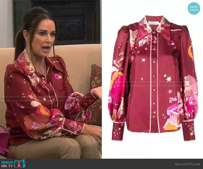 Zimmermann Star-Print Button-Up Shirt worn by Kyle Richards on The Real Housewives of Beverly Hills