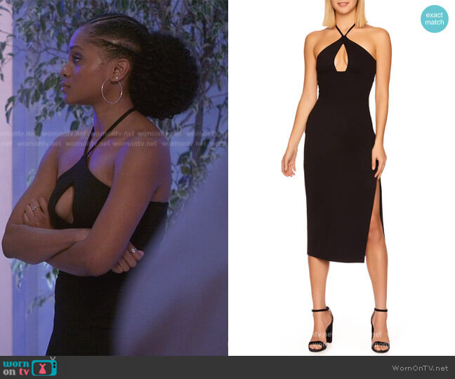 Susana Monaco Halter Neck Cutout Knit Cocktail Dress worn by Simone (Geffri Hightower) on All American Homecoming