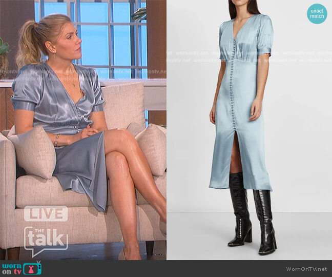 The Kooples Satin Sky Long Day Dress worn by Amanda Kloots on The Talk