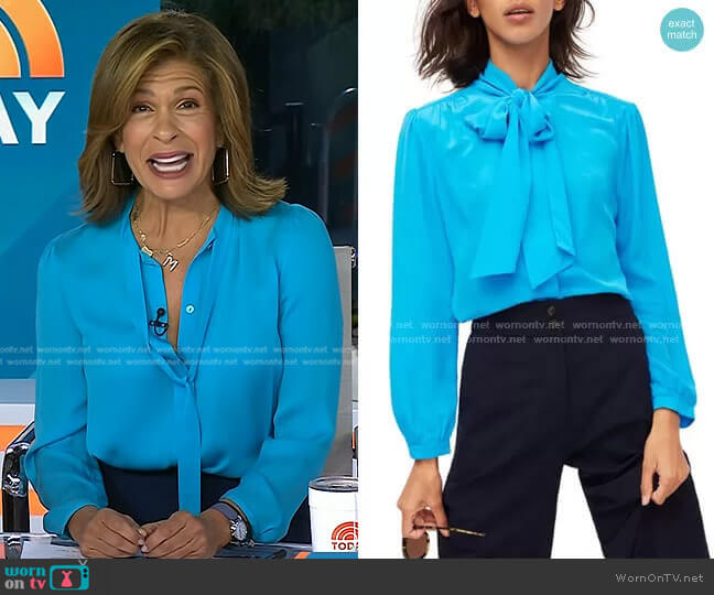 J. Crew Tie Neck Silk Blouse worn by Hoda Kotb on Today
