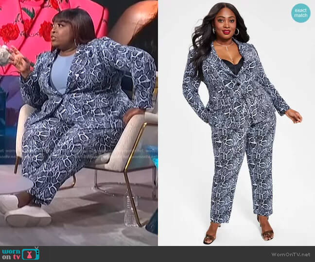 Nina Parker Trendy Plus Size Printed Tailored Pants worn by Loni Love on E! News