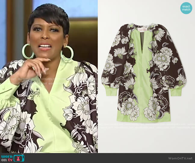 Valentino Floral-print duchesse silk-satin mini dress worn by Tamron Hall on Tamron Hall Show