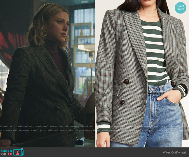 Veronica Beard Pyle Houndstooth Dickey Jacket worn by Betty Cooper (Lili Reinhart) on Riverdale