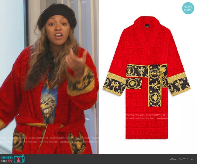Versace Red Baroque Robe worn by Drew Sidora on The Real Housewives of Atlanta