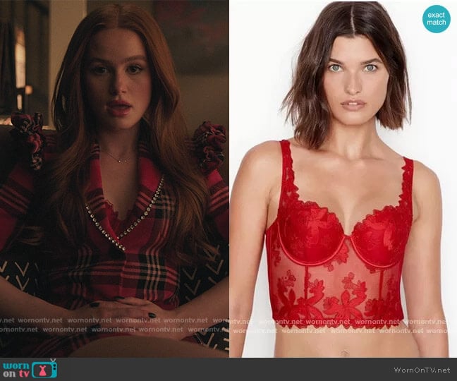 Victoria's Secret Floral Lace Bustier worn by Cheryl Blossom (Madelaine Petsch) on Riverdale