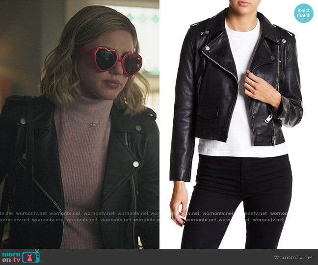 Walter Baker Liz Leather Crop Moto Jacket worn by Betty Cooper (Lili Reinhart) on Riverdale