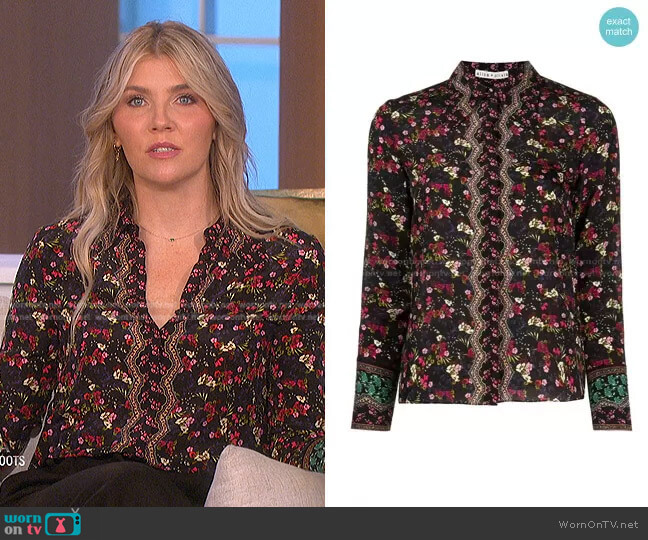 Alice + Olivia Willa Floral Print Top worn by Amanda Kloots on The Talk