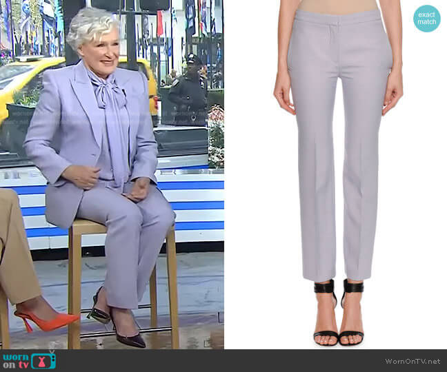 Alexander McQueen Wool-Silk Flat-Front Cigarette Pants