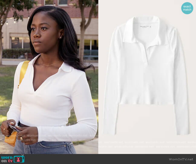 Abercrombie Long-Sleeve Ribbed Polo Top