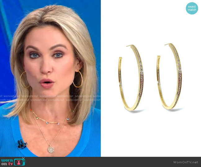 Accessory Concierge CZ Channel Set Hoops worn by Amy Robach on Good Morning America