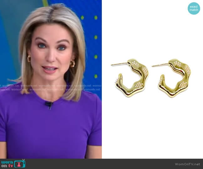 Accessory Concierge Charmer Hoops in Gold worn by Amy Robach on Good Morning America