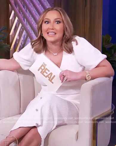 Adrienne’s white button down sweater dress on The Real