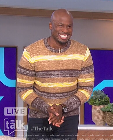 Akbar’s brown stripe sweater on The Talk