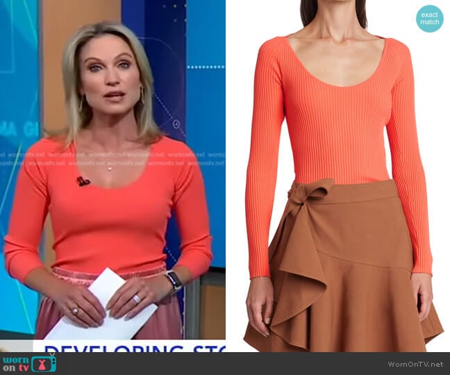A.L.C. Brendan Scoopneck Top worn by Amy Robach on Good Morning America
