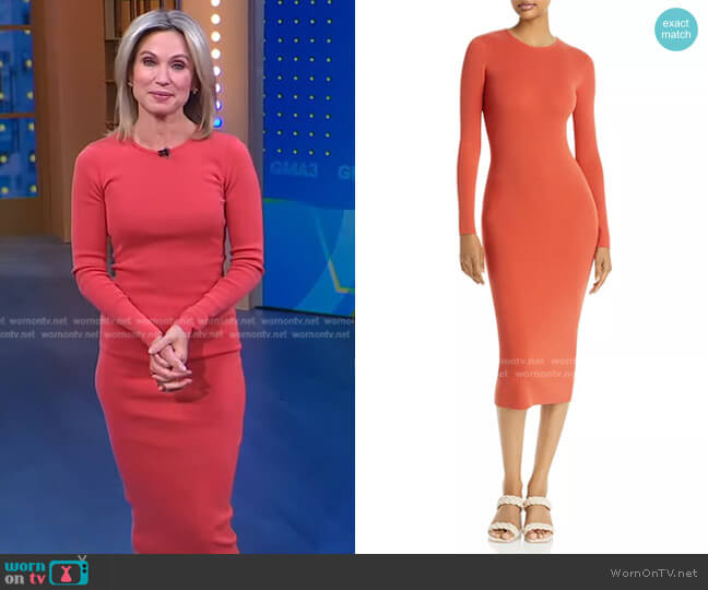 A.L.C. Conley Cutout Midi Dress in Mecca Orange worn by Amy Robach on Good Morning America