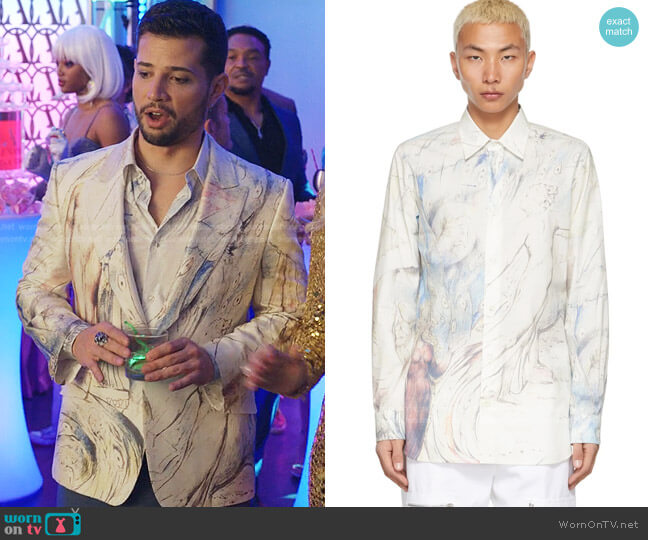 Alexander McQueen William Blake Dante Print Shirt worn by Sam Flores (Rafael de la Fuente) on Dynasty