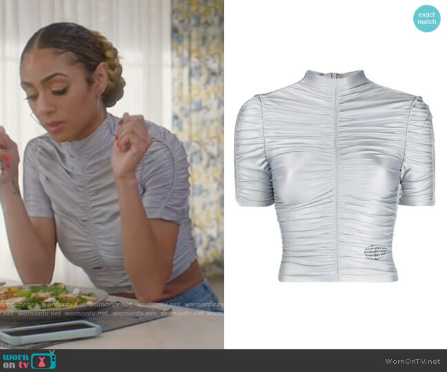 Alexander Wang Ruched Logo Top worn by Patience (Chelsea Tavares) on All American
