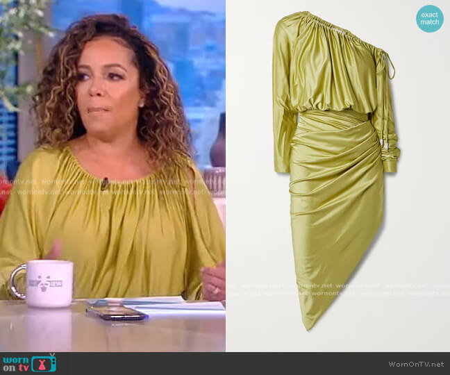 Alexandre Vauthier One-shoulder asymmetric stretch-satin twill midi dress worn by Sunny Hostin on The View