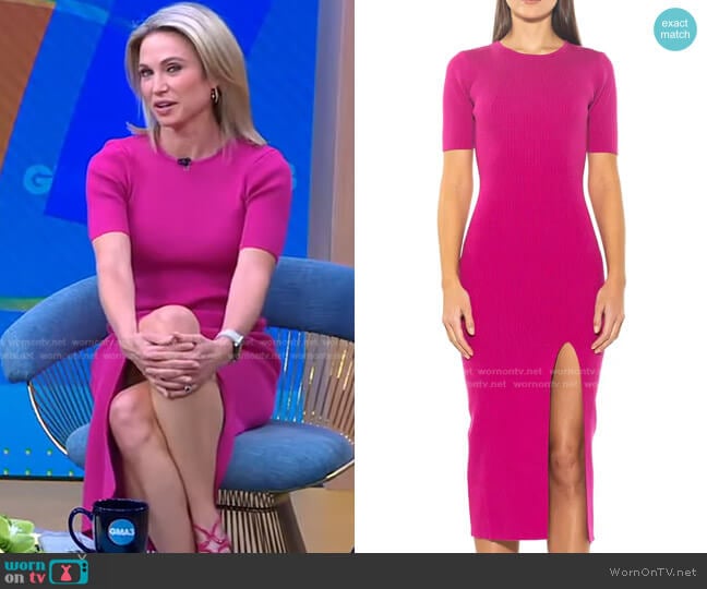 Alexia Admor Isla RIbbed Knit Midi Dress worn by Amy Robach on Good Morning America