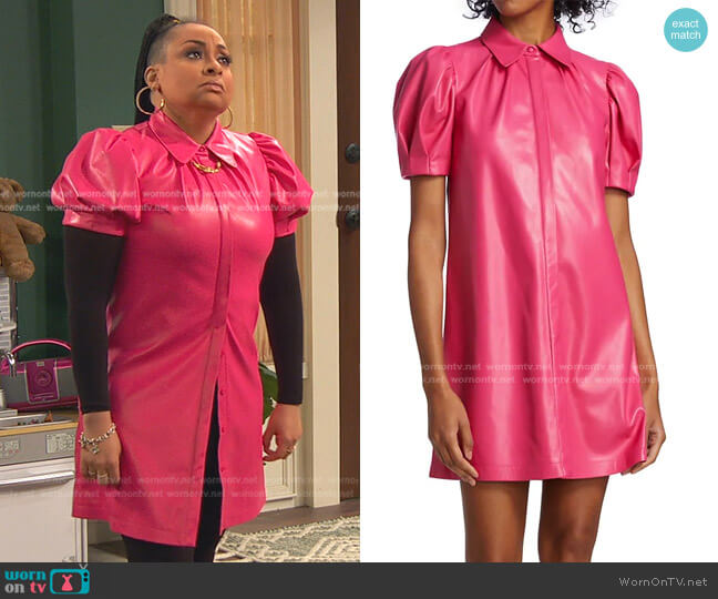 Alice + Olivia Jem Faux Leather Mini Dress worn by Raven Baxter (Raven-Symoné) on Ravens Home