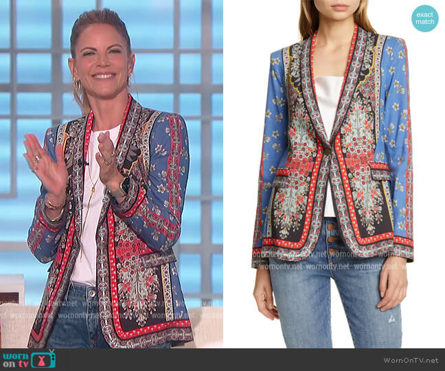 Alice + Olivia Macey Mix Print Blazer worn by Natalie Morales on The Talk