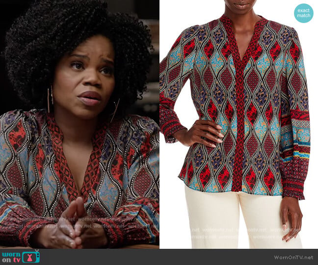 Alice + Olivia Sheila Blouson Sleeve Blouse worn by Amara Patterson (Kelly Jenrette) on All American Homecoming