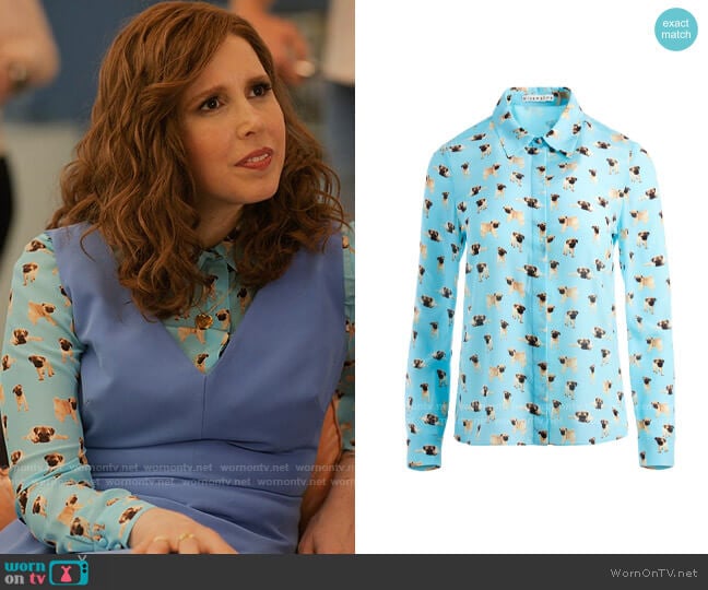 Alice + Olivia Willa Pug Print Shirt worn by Joanna Gold (Vanessa Bayer) on I Love That For You