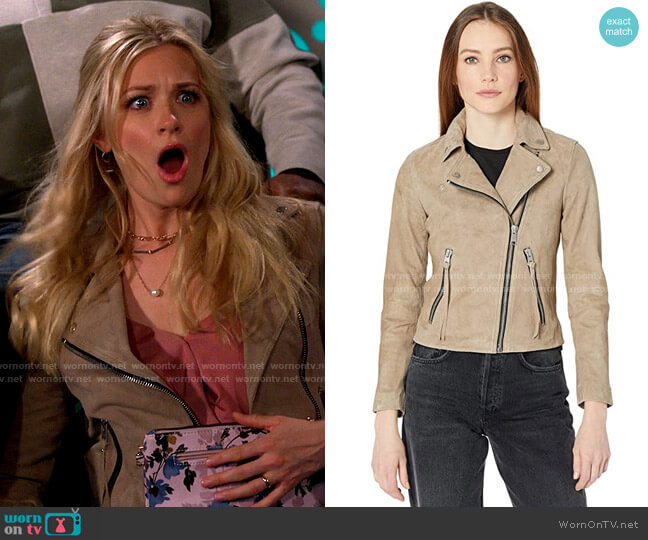 All Saints Dalby Suede Jacket worn by Gemma (Beth Behrs) on The Neighborhood