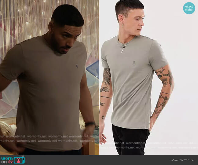 All Saints Tonic ramskull logo t-shirt in light gray