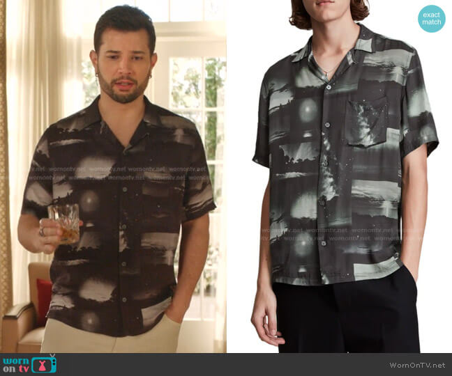 All Saints Night Sky Short-Sleeve Button-Up Camp Shirt worn by Sam Flores (Rafael de la Fuente) on Dynasty