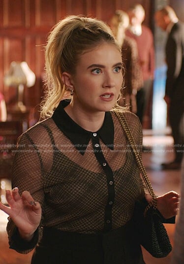 Amanda’s plaid sheer blouse on Dynasty