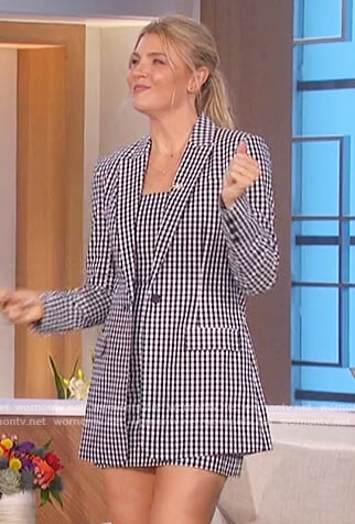 Amanda’s gingham check blazer and dress on The Talk