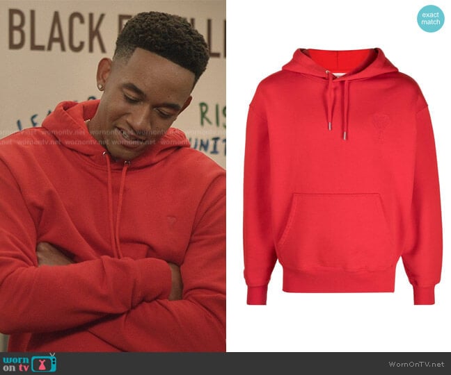 AMI Paris Embroidered Logo Hoodie worn by Damon (Peyton Alex Smith) on All American Homecoming