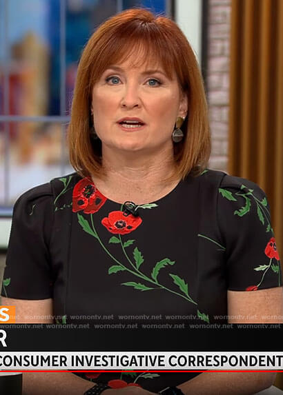 Anna Werner’s black poppy print dress on CBS Mornings
