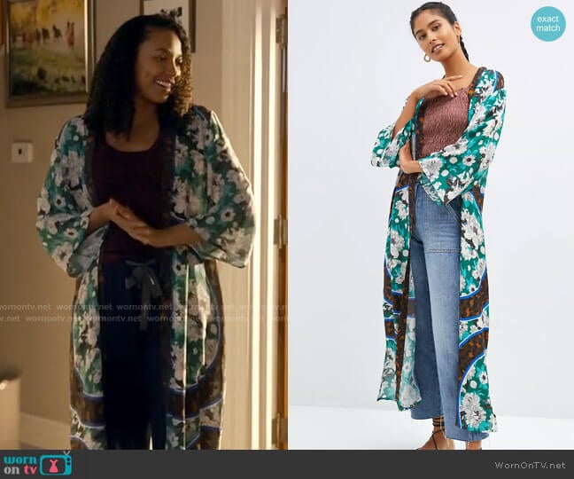 bl-nk Floral Cover-Up Kimono worn by Cassie Dewell (Kylie Bunbury) on Big Sky