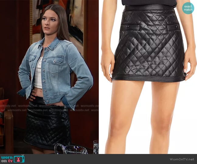 Aqua x Scout the City Faux Leather Quilted Jacket & Mini Skirt worn by Esme (Avery Kristen Pohl) on General Hospital