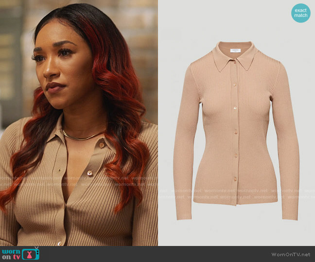 Babaton Finley Sweater in Gold Camel worn by Iris West (Candice Patton) on The Flash