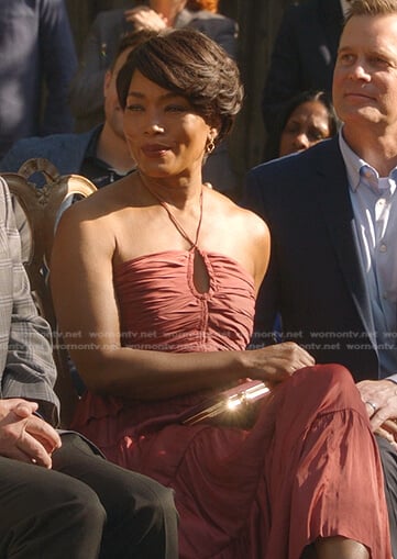Athena’s red halter neck dress on 9-1-1