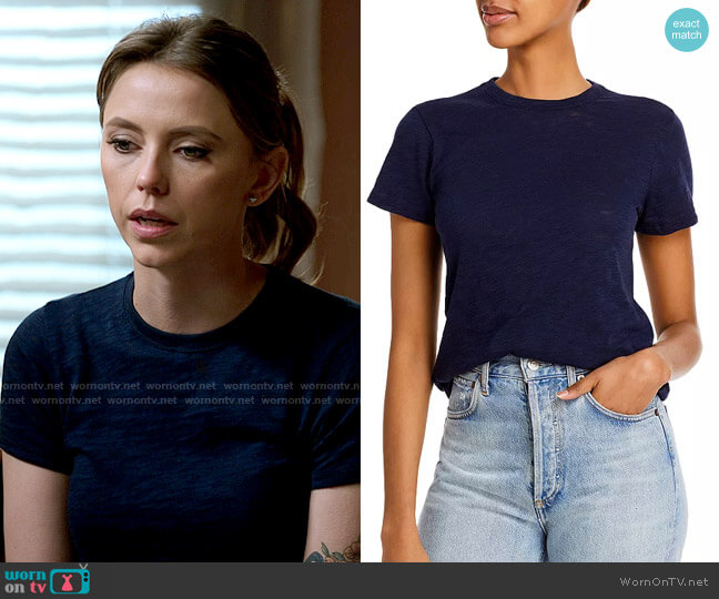 ATM Anthony Thomas Melillo, Schoolboy Crew Neck Tee in Midnight worn by Milena Jovanovic (Riley Voelkel) on Chicago Med